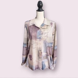 Vintage - Blair Boutique- Watercolor & leaf Semi Sheer Shirt